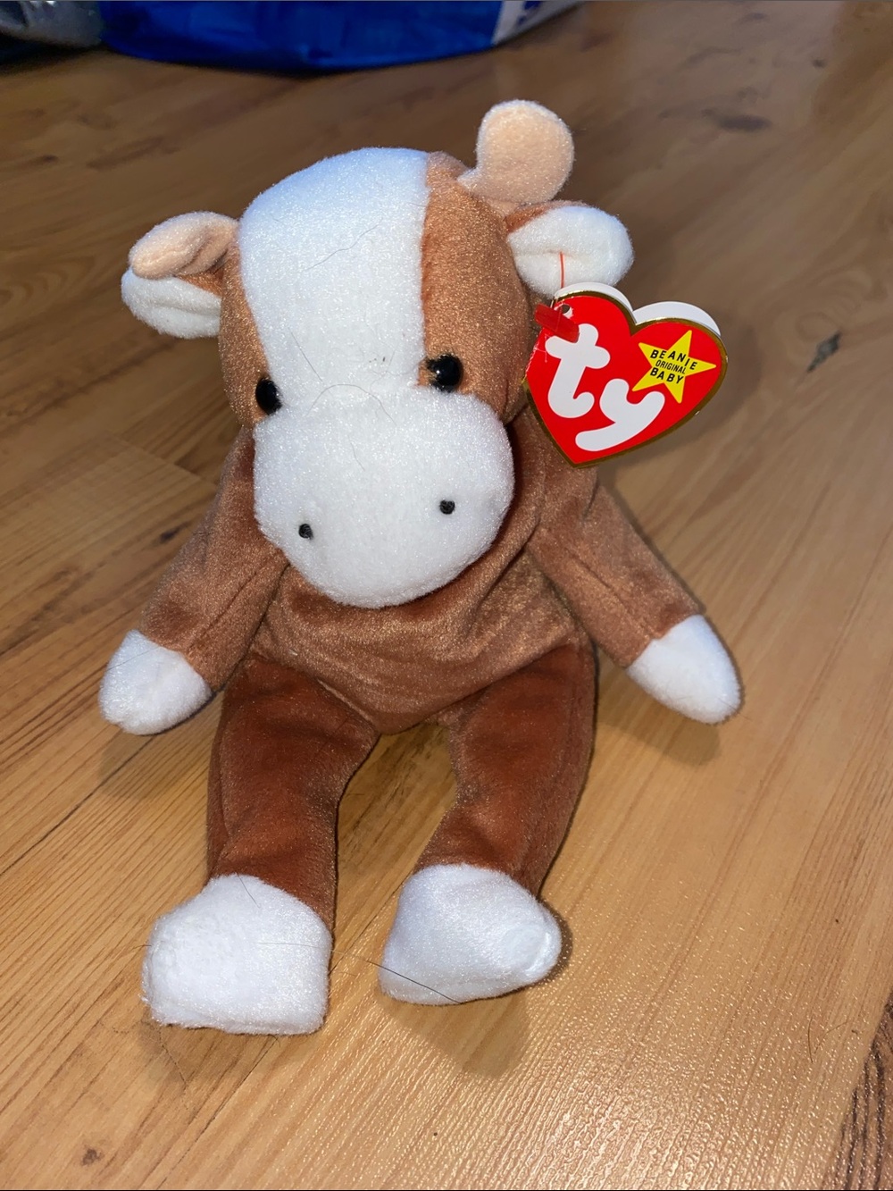 Ty Brown and White Cow Beanie Baby Plush
